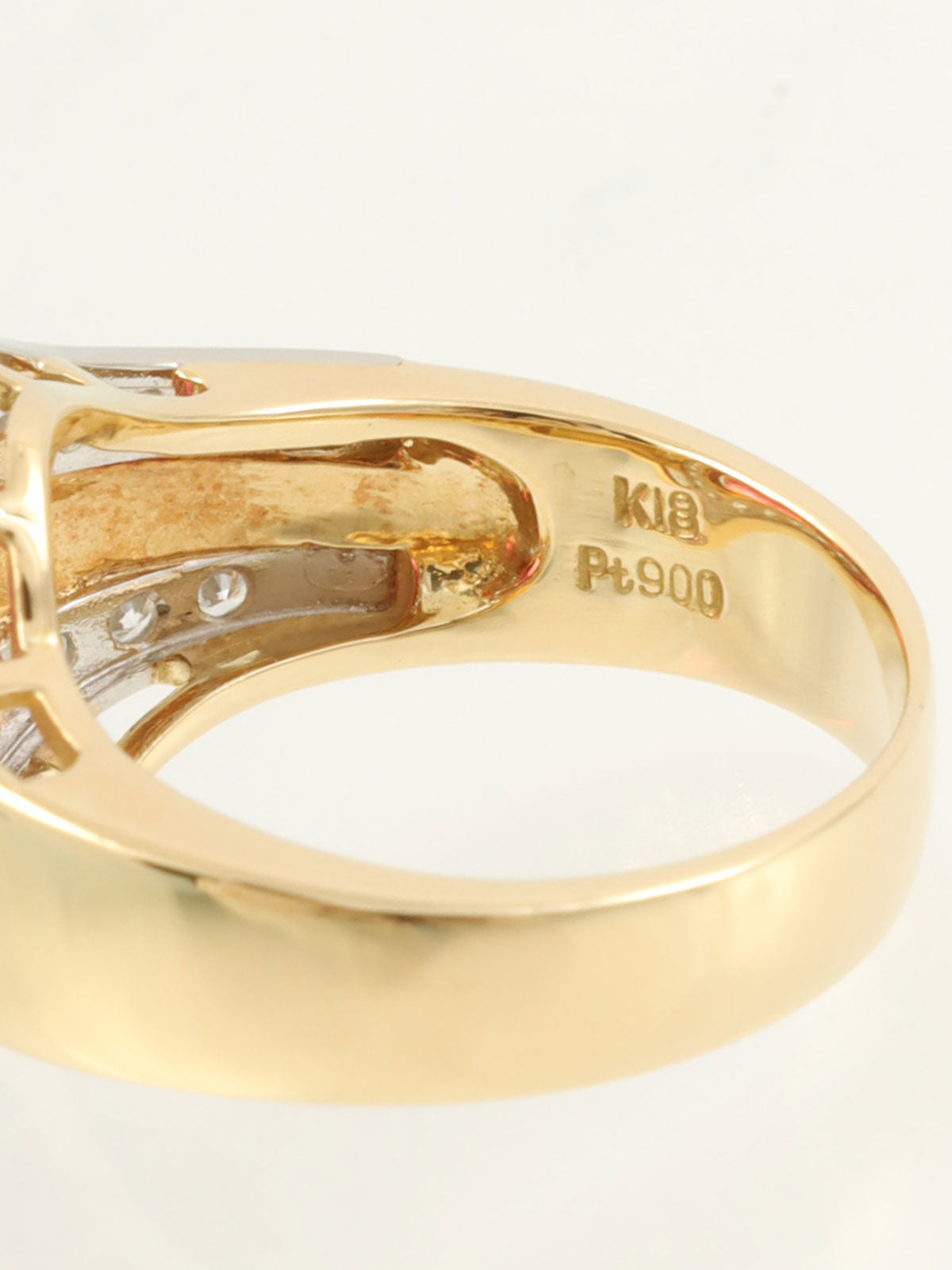 18K Platinum Tourmaline Diamond Ring in Gold/Red