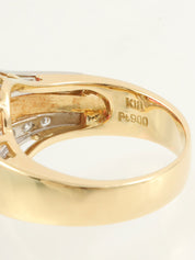 18K Platinum Tourmaline Diamond Ring in Gold/Red