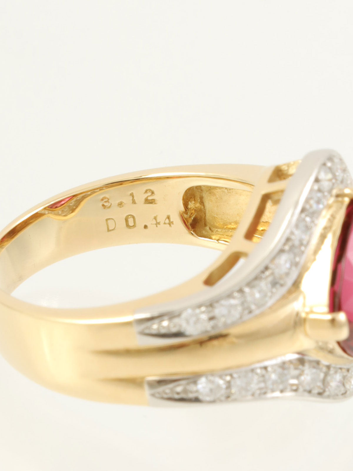 18K Platinum Tourmaline Diamond Ring in Gold/Red