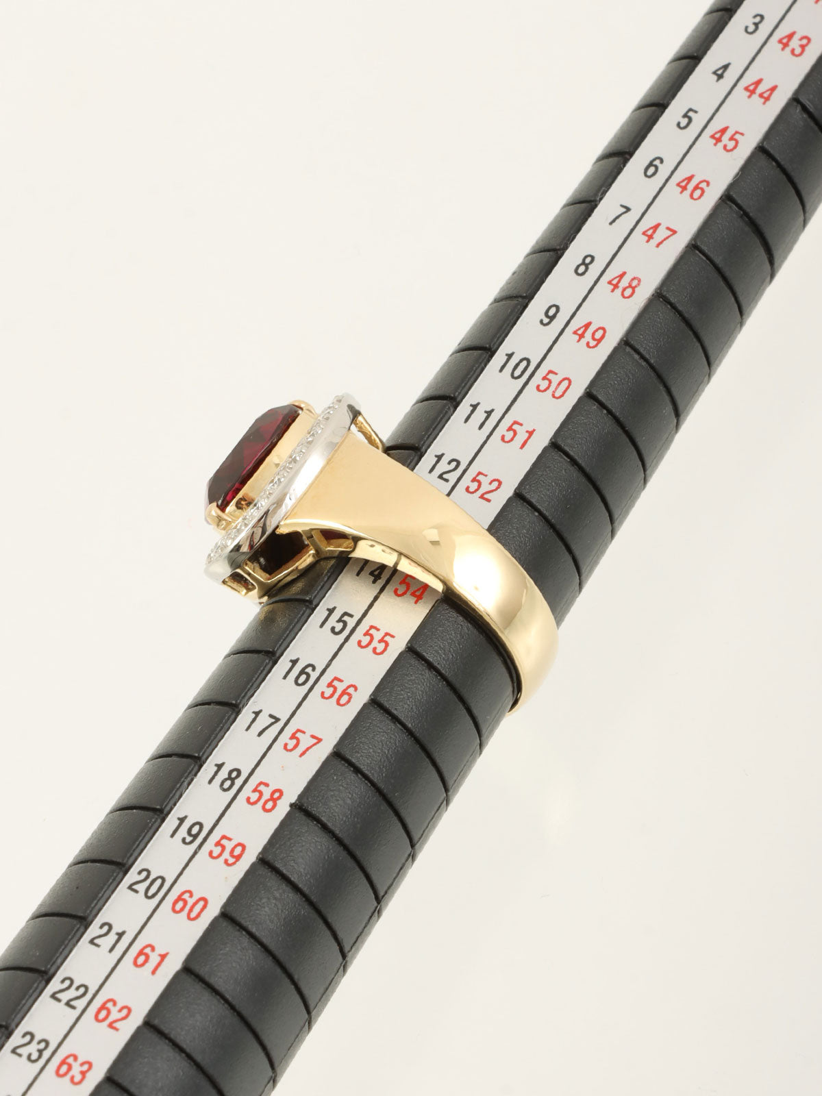 18K Platinum Tourmaline Diamond Ring in Gold/Red