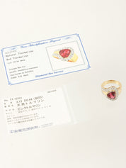 18K Platinum Tourmaline Diamond Ring in Gold/Red