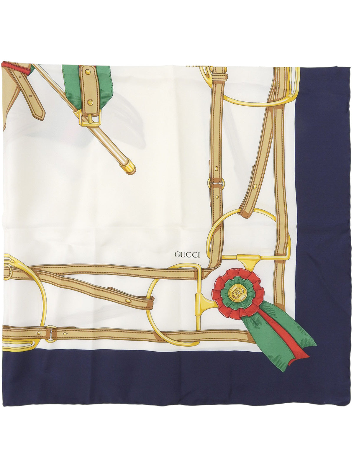 Horsebit Pattern Scarf White/Navy