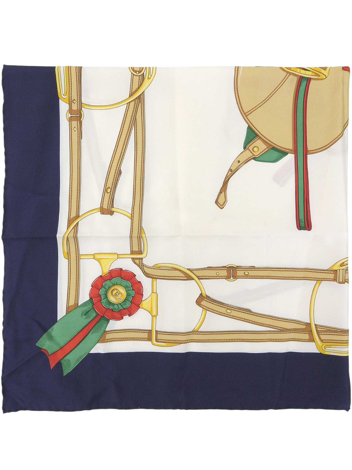 ホースビットパターンスカーフ　ホワイト/ネイビー