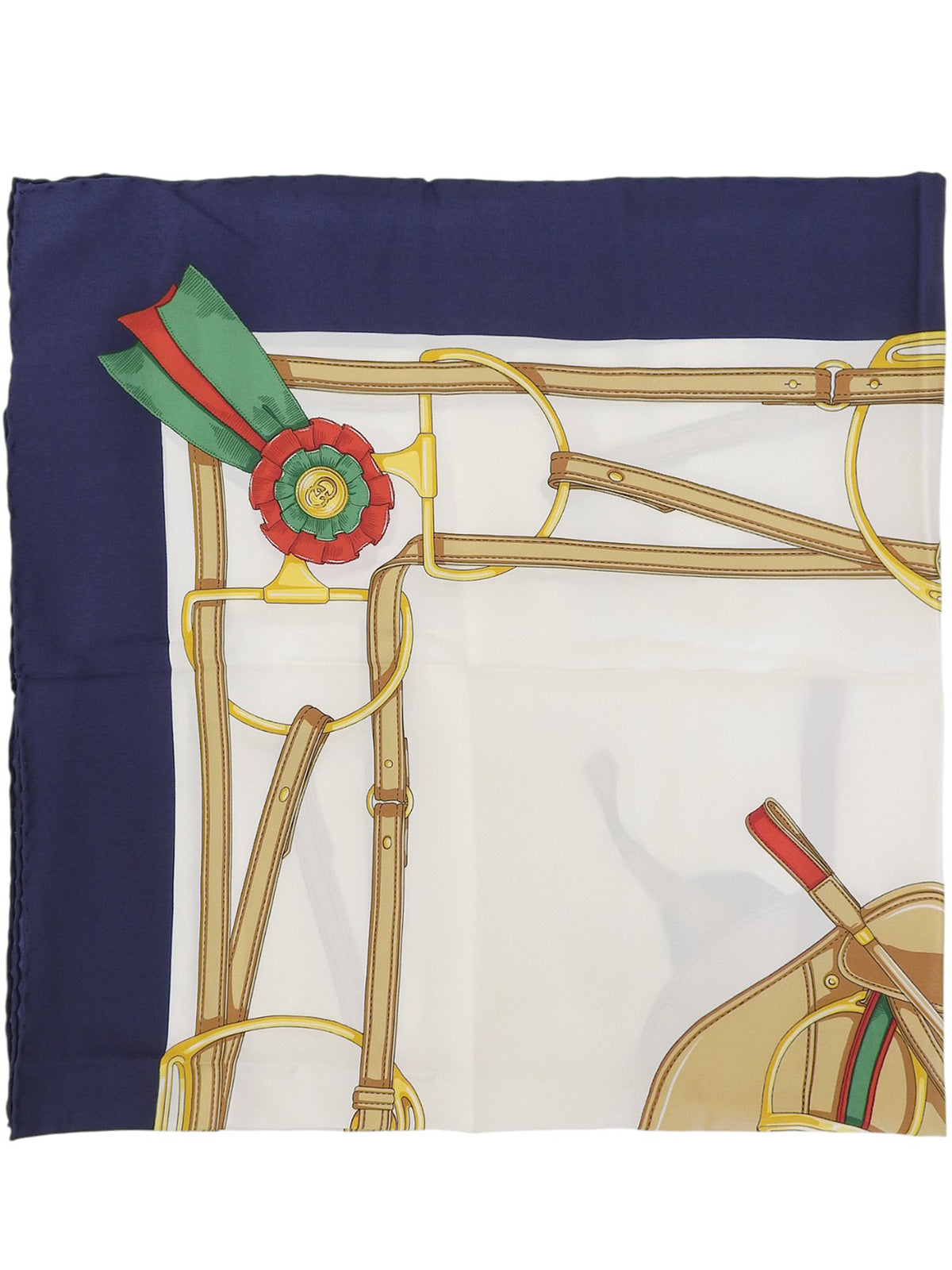 ホースビットパターンスカーフ　ホワイト/ネイビー