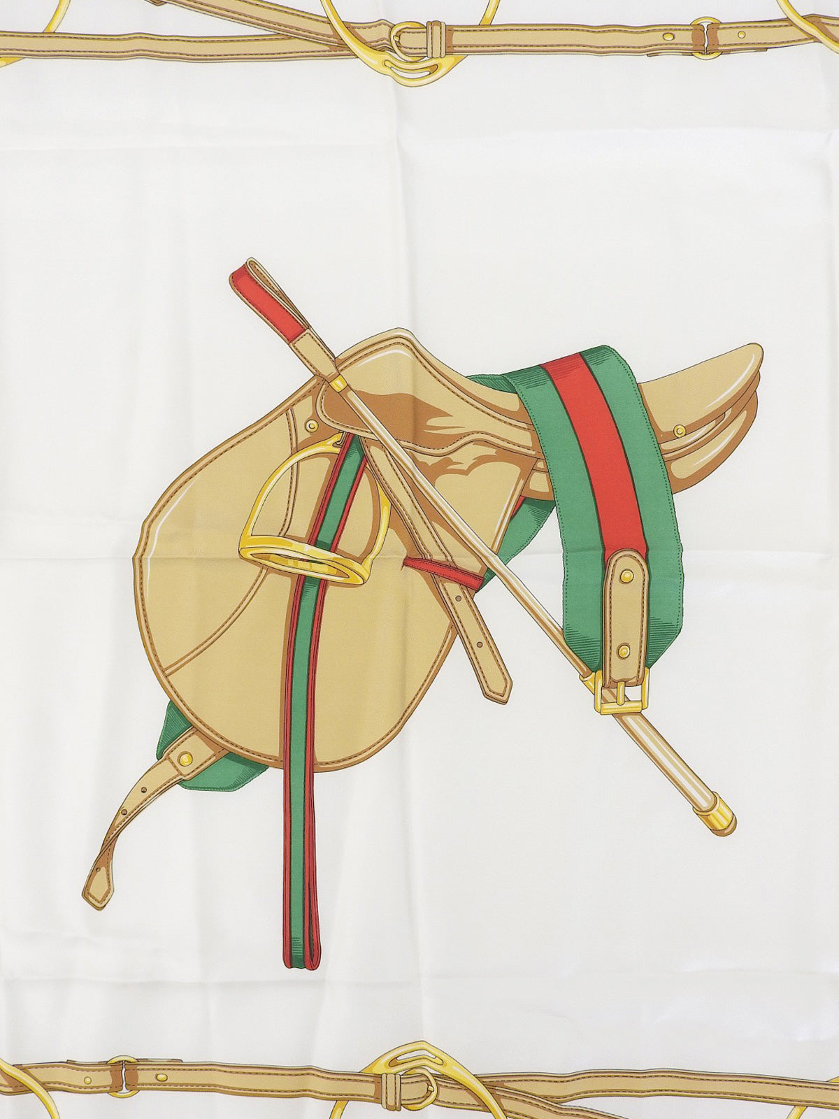 ホースビットパターンスカーフ　ホワイト/ネイビー