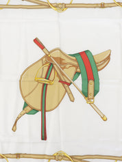 ホースビットパターンスカーフ　ホワイト/ネイビー