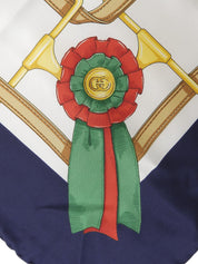 ホースビットパターンスカーフ　ホワイト/ネイビー