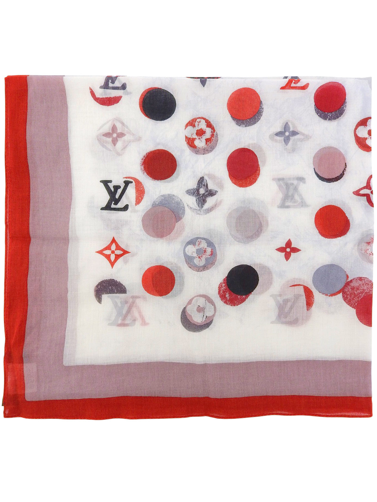 モノグラムミニスカーフ レッド/ホワイト
