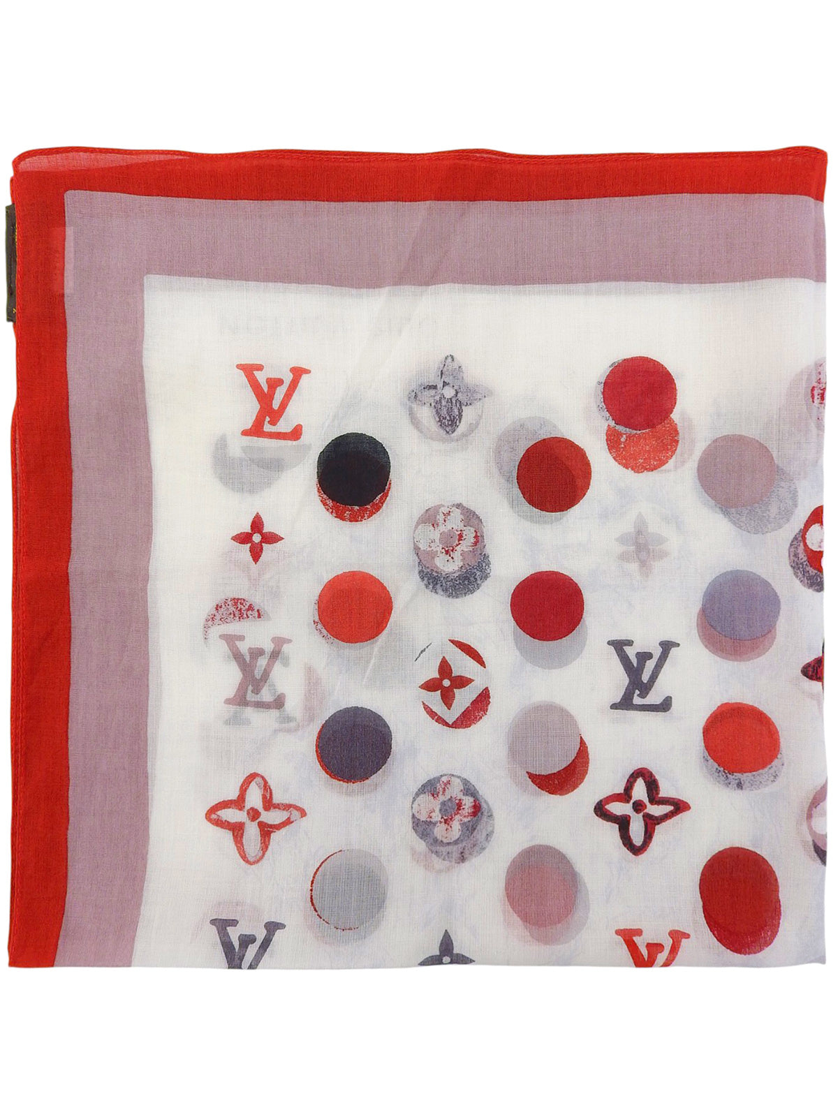 モノグラムミニスカーフ レッド/ホワイト