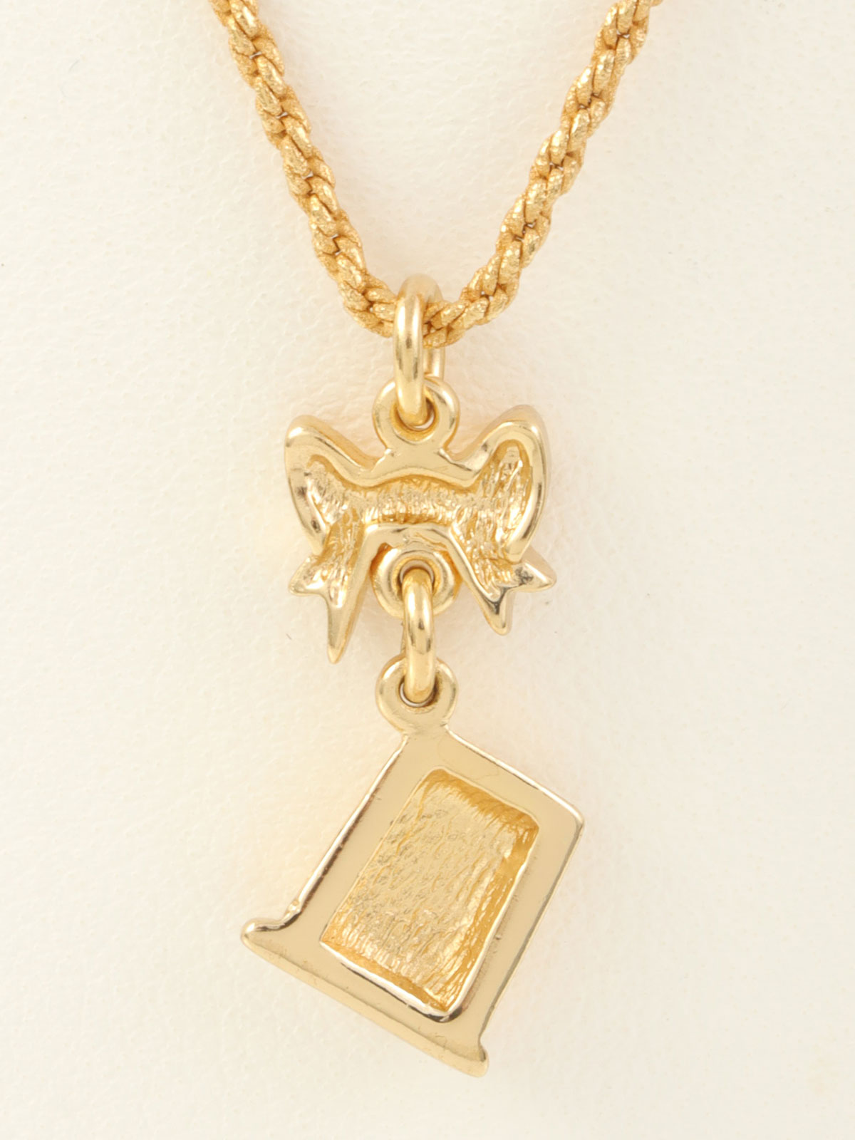 Ribbon Bell Motif Logo Necklace Gold