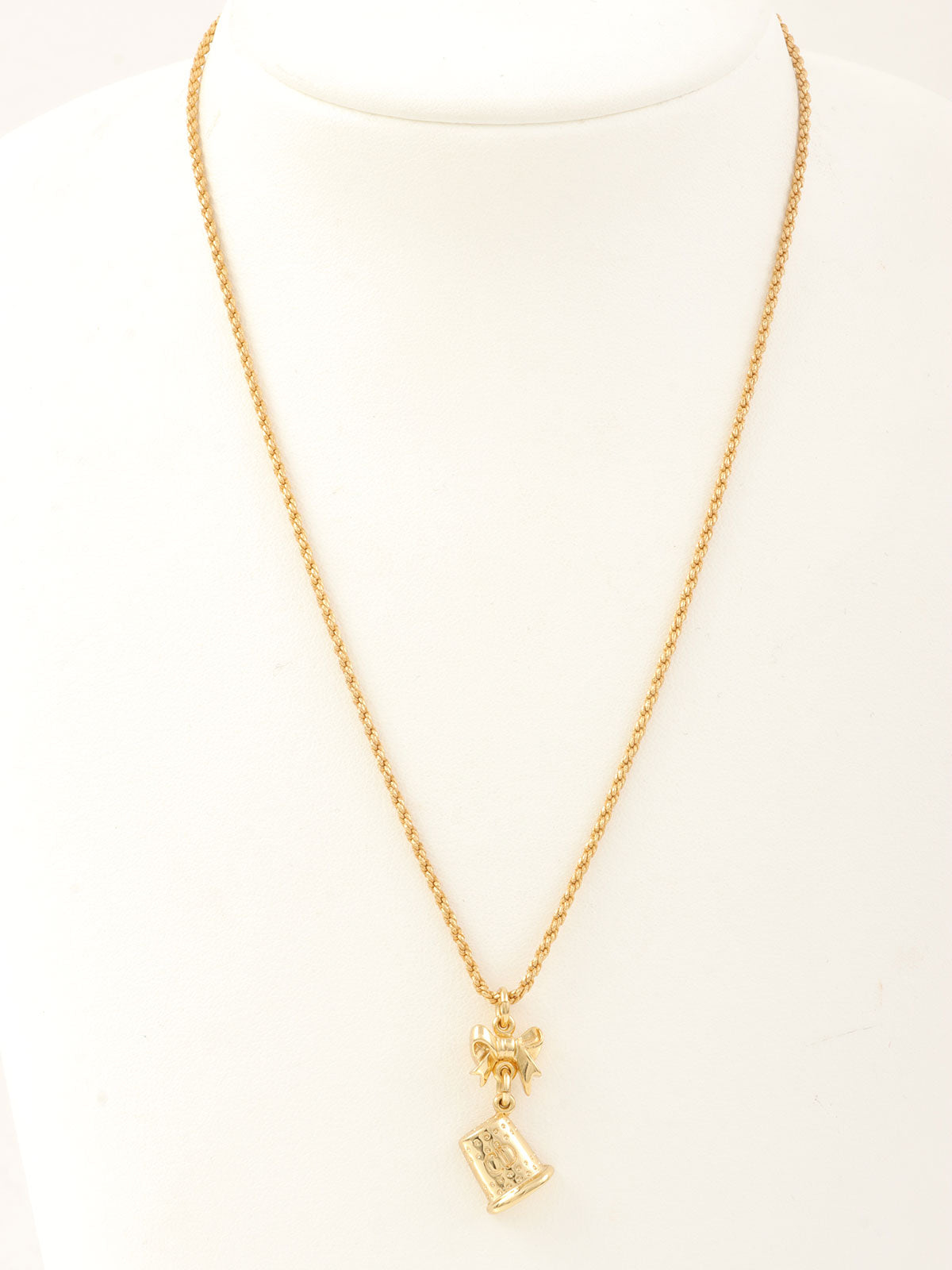 Ribbon Bell Motif Logo Necklace Gold