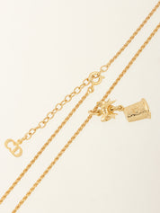 Ribbon Bell Motif Logo Necklace Gold