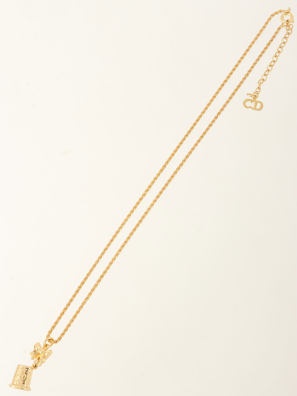 Ribbon Bell Motif Logo Necklace Gold