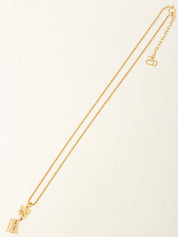 Ribbon Bell Motif Logo Necklace Gold