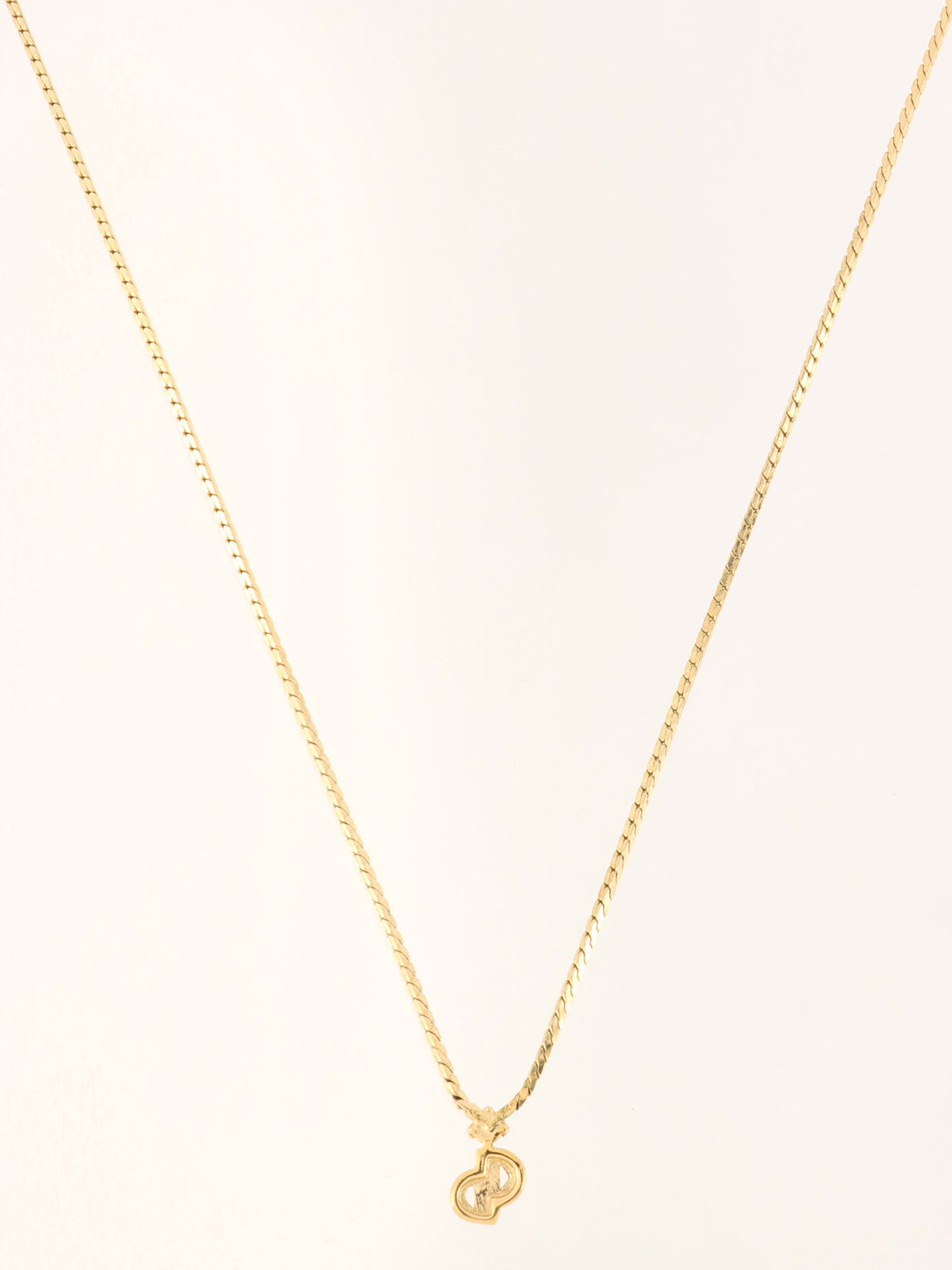 Rhinestone Logo Plate Necklace Gold