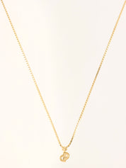 Rhinestone Logo Plate Necklace Gold