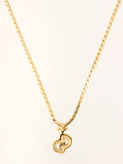 Rhinestone Logo Plate Necklace Gold