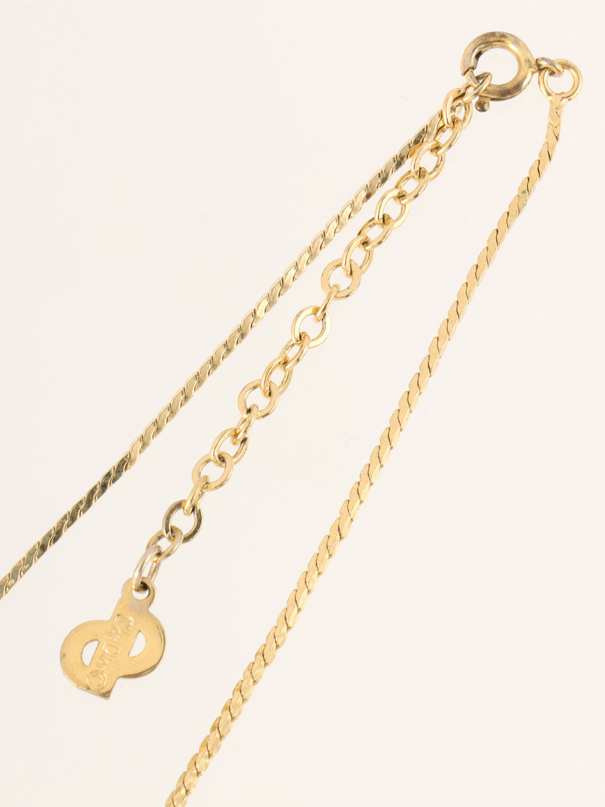 Rhinestone Logo Plate Necklace Gold