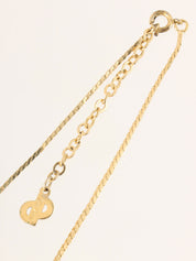 Rhinestone Logo Plate Necklace Gold