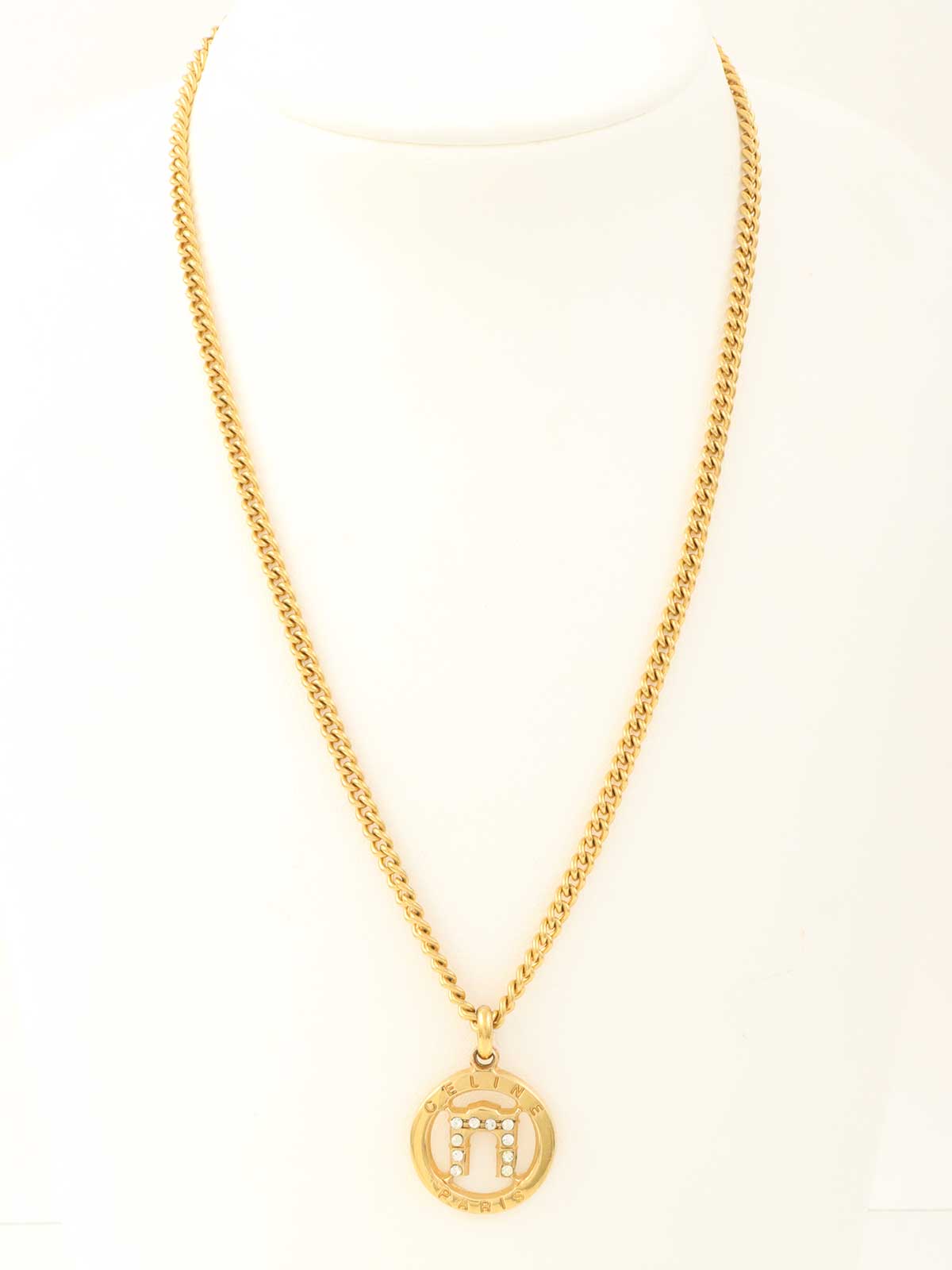 Rhinestone Triomphe Arch Necklace in Gold