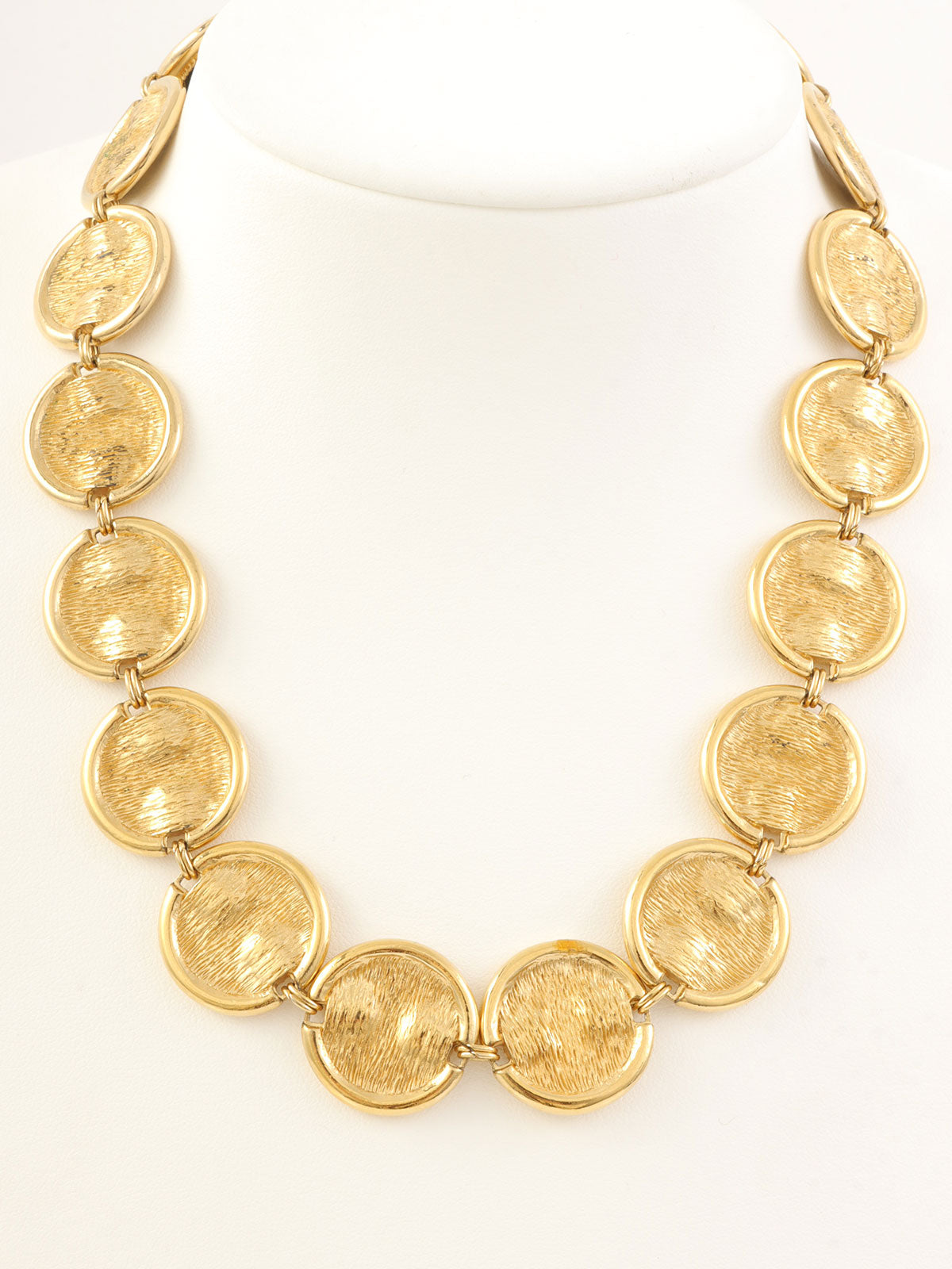 Round Emblem Logo Plate Necklace Gold/Black