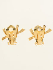 Logo Plate Heart Motif Earrings Gold