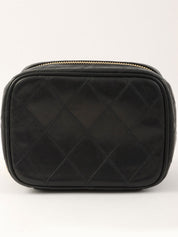 1985-1990 双色缝线 CC 标志吊坠两用化妆包，黑色