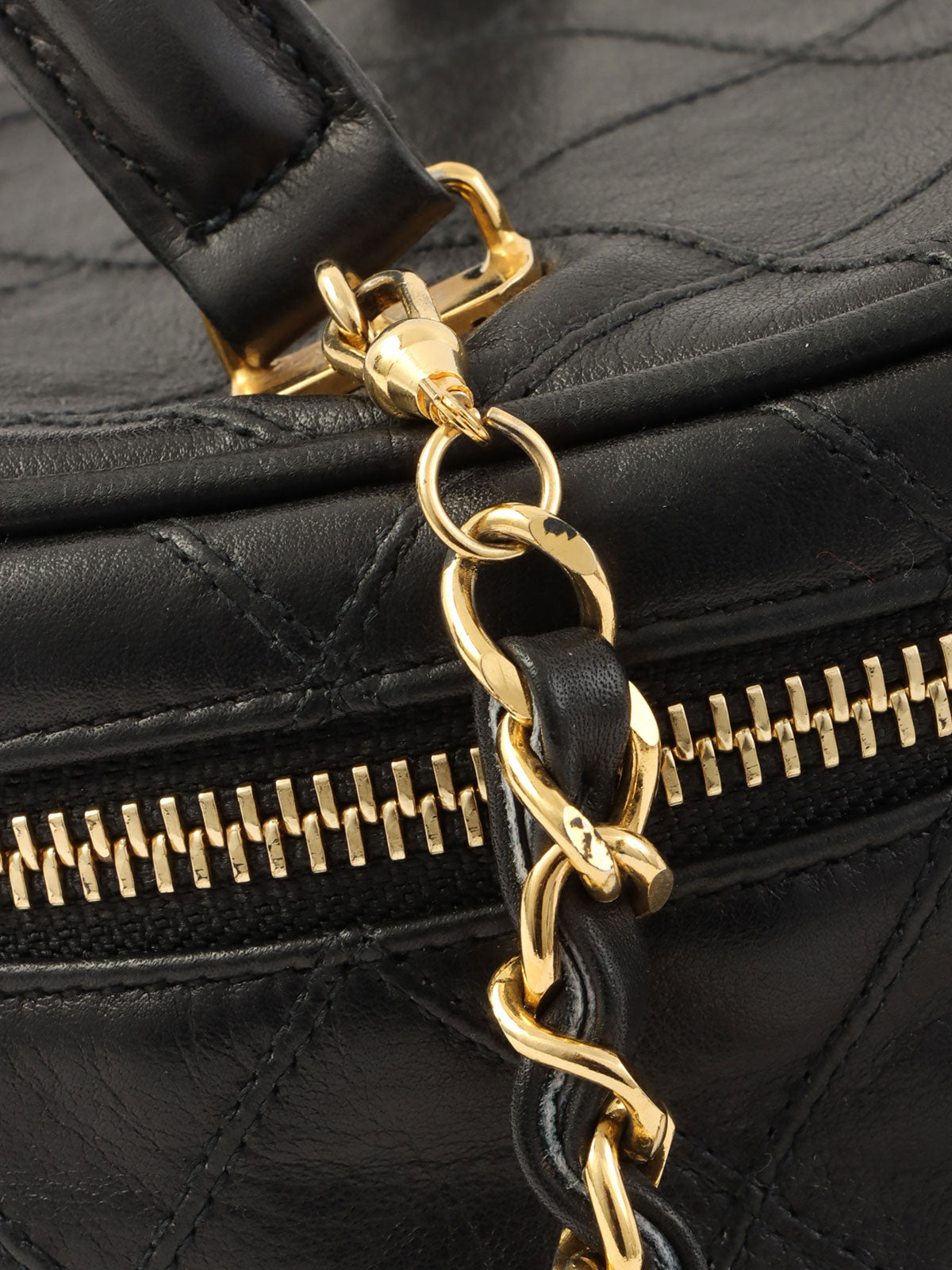 1985~1990年頃製 ビコローレステッチCCマークチャーム2wayバニティバッグ ブラック