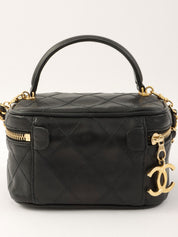 1985-1990 Bicolor Stitch CC Mark Charm 2-Way Vanity Bag, Black