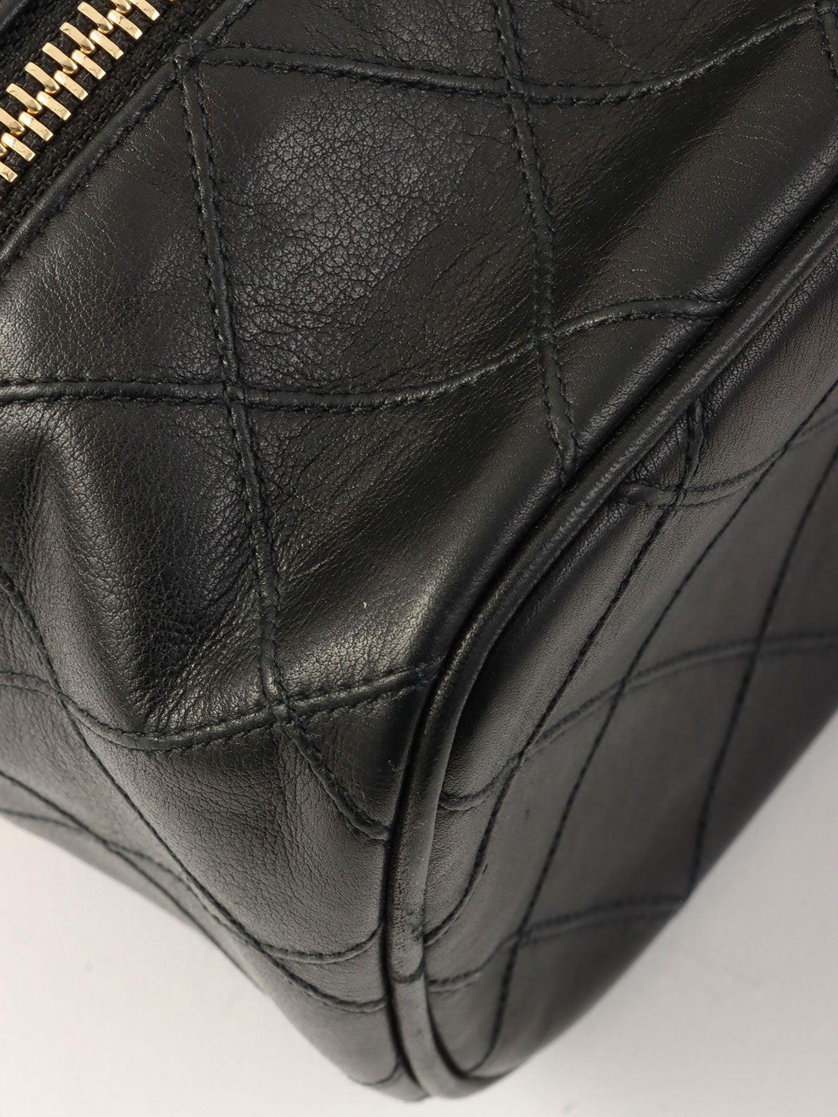 1985-1990 Bicolor Stitch CC Mark Charm 2-Way Vanity Bag, Black