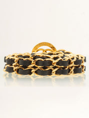 ラウンドCCマークバックルチェーンベルト ゴールド/ブラック