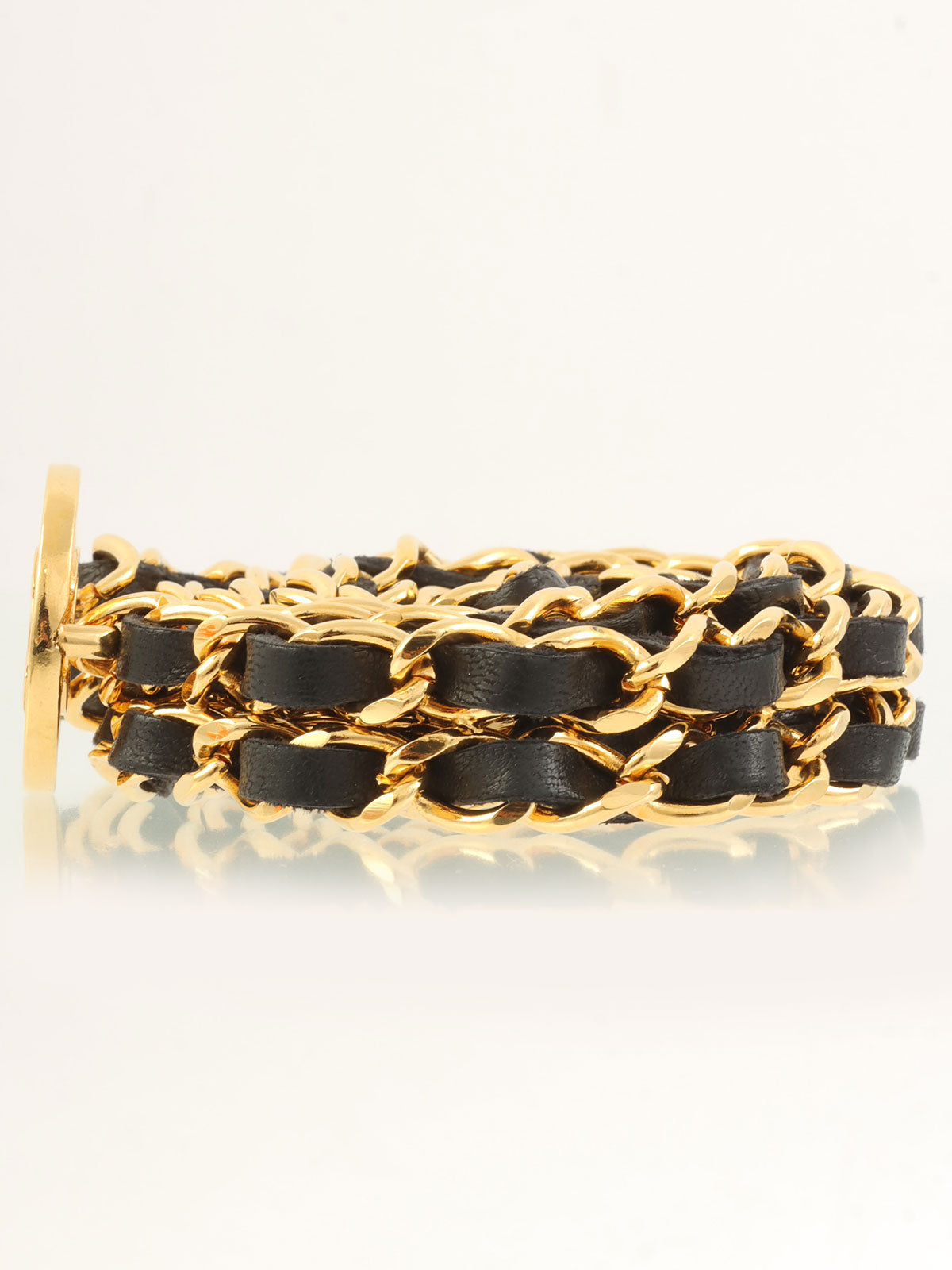 ラウンドCCマークバックルチェーンベルト ゴールド/ブラック