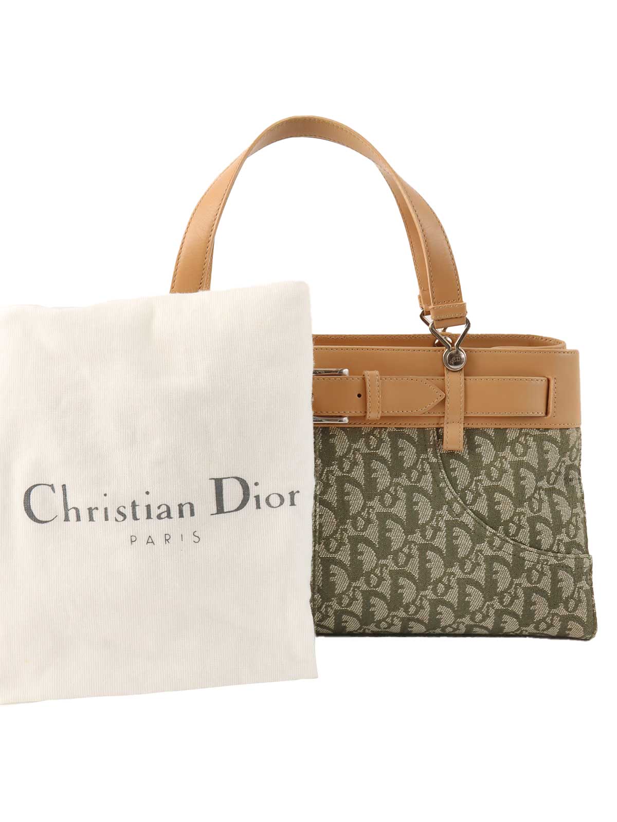 トロッターパターンハンドバッグ カーキ/ベージュ