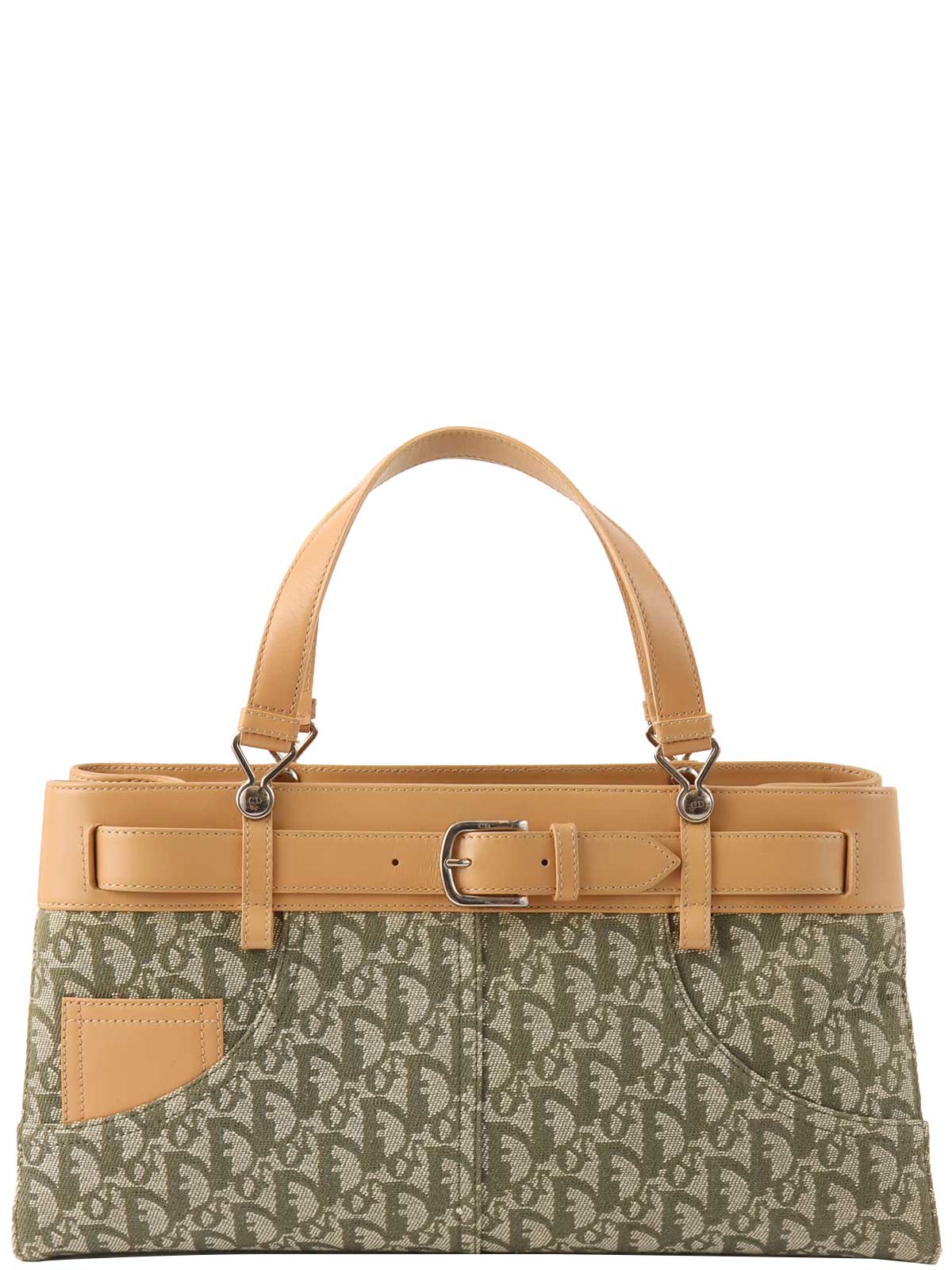 トロッターパターンハンドバッグ カーキ/ベージュ