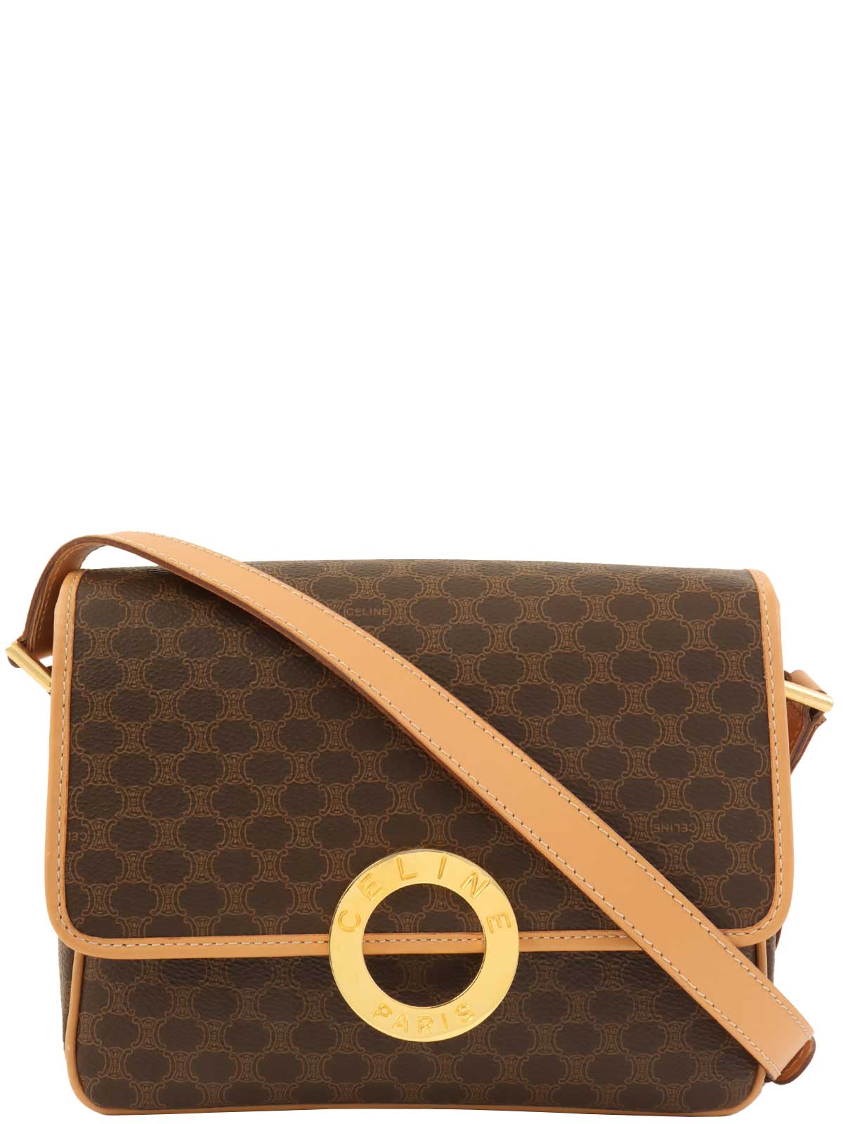 マカダムパターンロゴプレートショルダーバッグ ブラウン