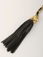 Circa 1990 CC Mark Stitch Tassel Chain Shoulder Bag Black