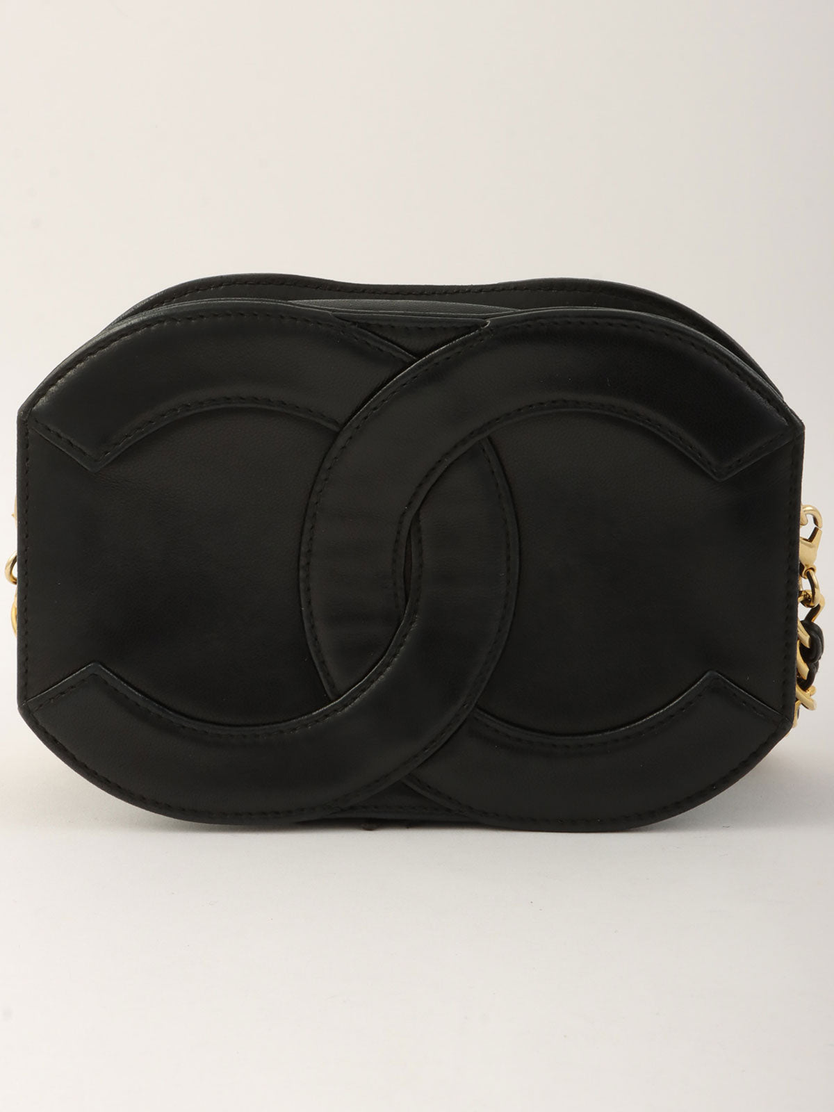 Circa 1990 CC Mark Stitch Tassel Chain Shoulder Bag Black