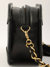 Circa 1990 CC Mark Stitch Tassel Chain Shoulder Bag Black