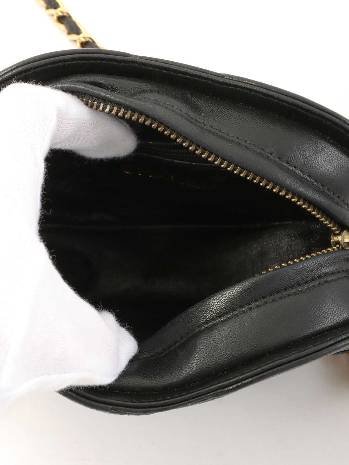 Circa 1990 CC Mark Stitch Tassel Chain Shoulder Bag Black