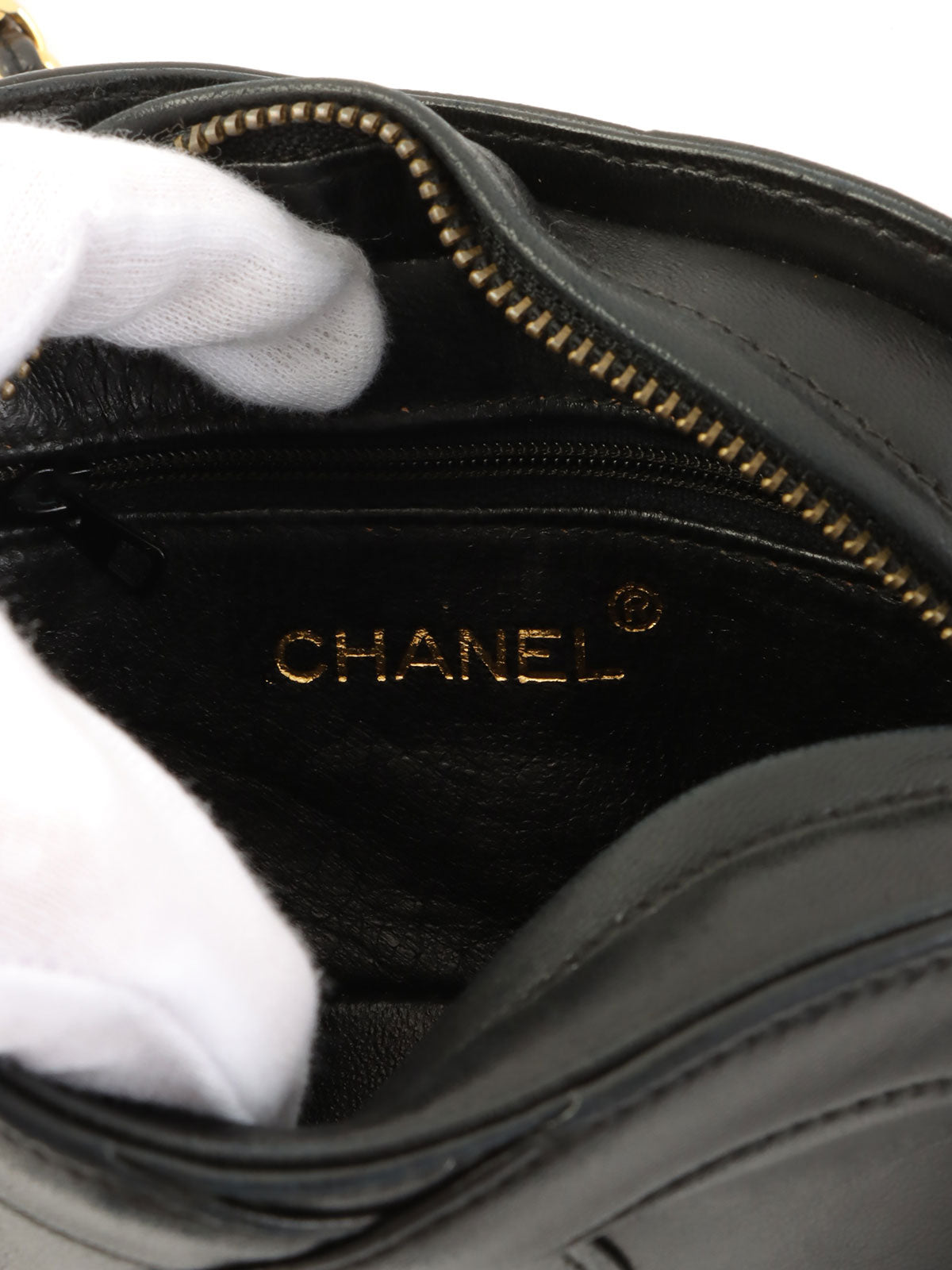 Circa 1990 CC Mark Stitch Tassel Chain Shoulder Bag Black