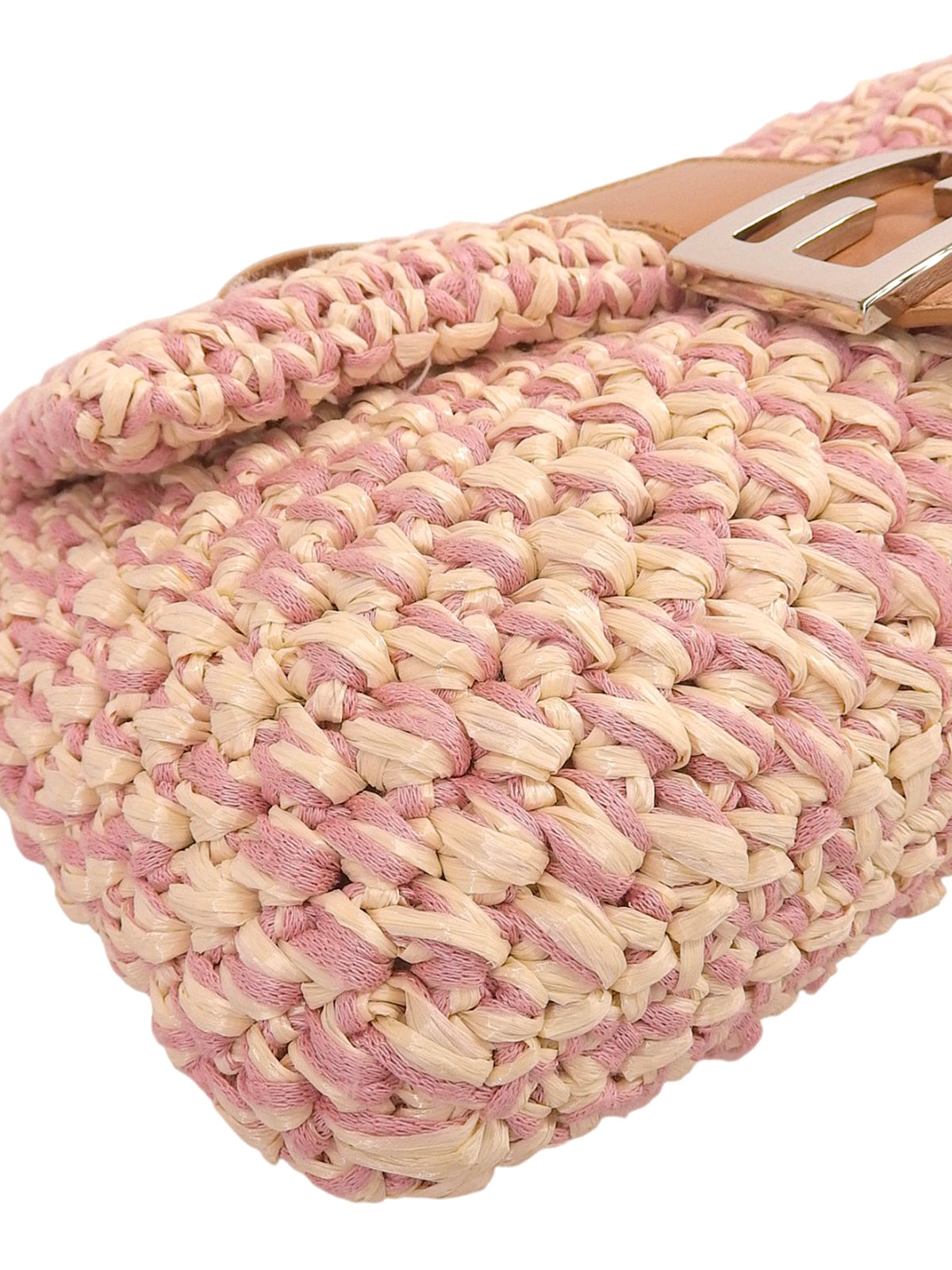 ラフィアマンマバケット ピンク/アイボリー
