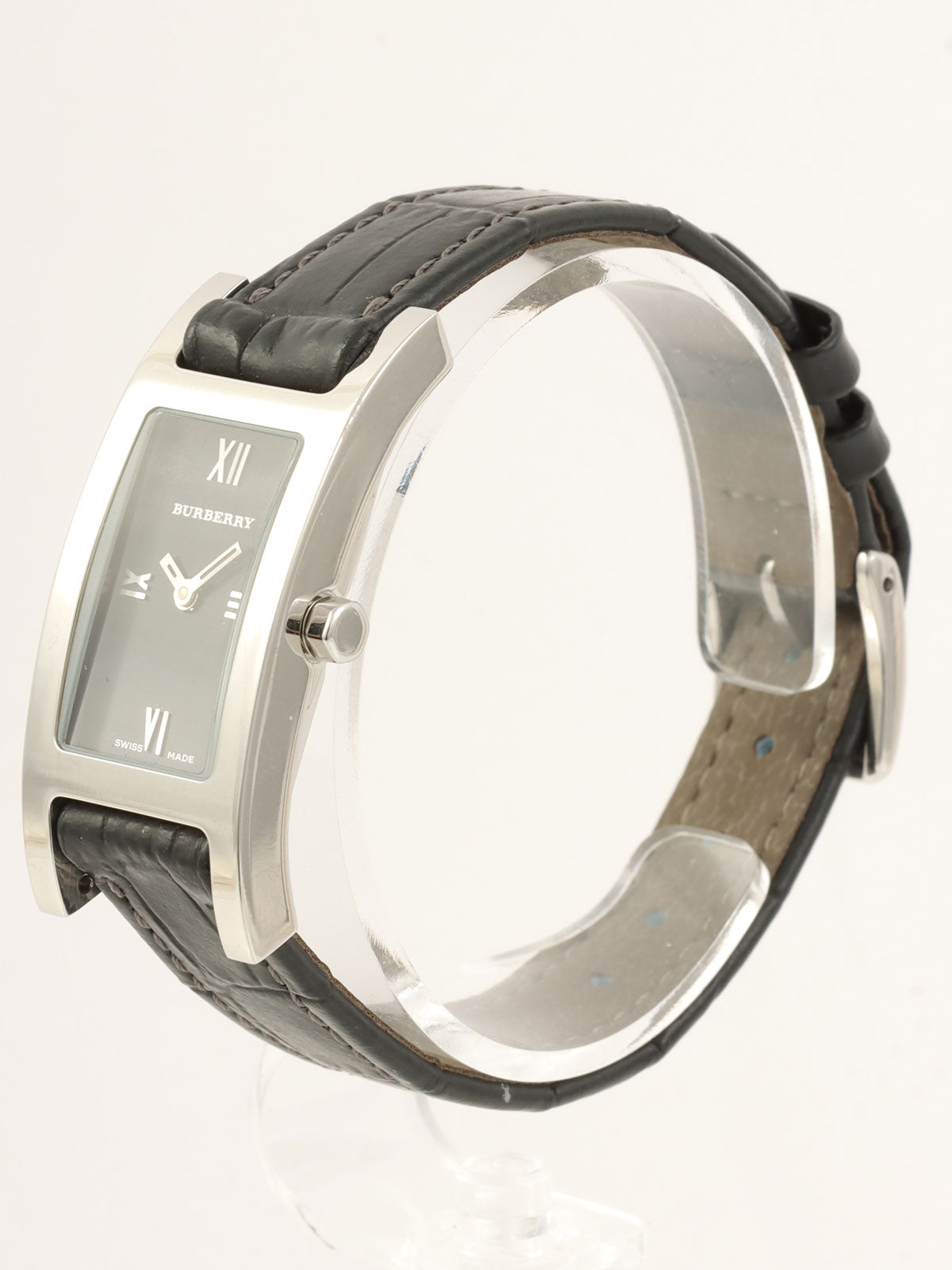 レクタンギュラーロゴフェイスウォッチ ブラック/シルバー