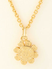 Flower Rhinestone Macadam Necklace in Gold