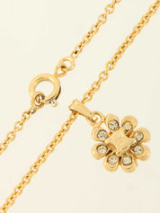 Flower Rhinestone Macadam Necklace in Gold
