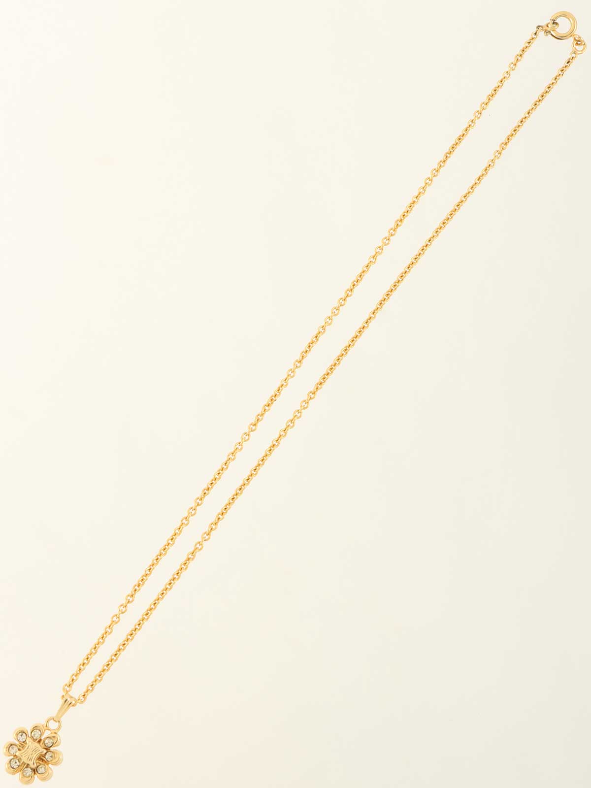 Flower Rhinestone Macadam Necklace in Gold