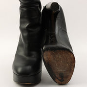 Monogram Pattern Leather Boots #39 Black