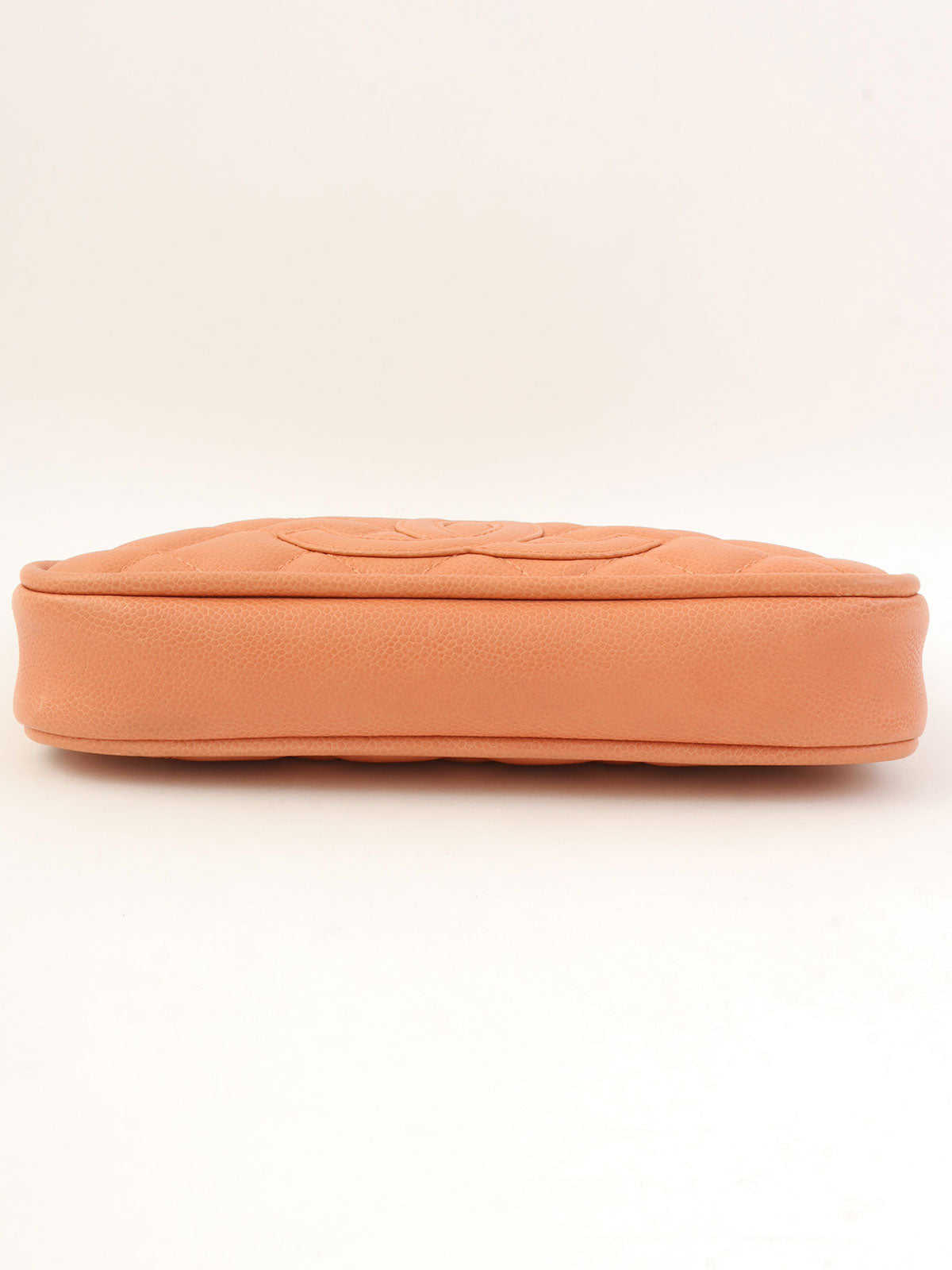 2008 Caviar Skin CC Mark Stitch One-Shoulder Bag in Coral Pink