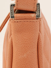 2008年頃製 キャビアスキンCCマークステッチワンショルダーバッグ コーラルピンク