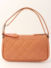 2008年頃製 キャビアスキンCCマークステッチワンショルダーバッグ コーラルピンク