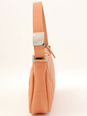 2008 Caviar Skin CC Mark Stitch One-Shoulder Bag in Coral Pink